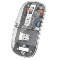 Mouse Nou M133, 2400dpi, 5 Butoane, Indicator Nivel Baterie, Transparent, Gri, Wireless + Bluetooth Mouse Nou M133, 2400dpi, 5 Butoane, Indicator Nivel Baterie, Transparent, Gri, Wireless + Bluetooth