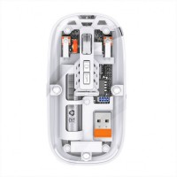 Mouse Nou M233, 1600dpi, 5 Butoane, Indicator Nivel Baterie, Transparent, Alb, Wireless + Bluetooth Mouse Nou M233, 1600dpi, 5 Butoane, Indicator Nivel Baterie, Transparent, Alb, Wireless + Bluetooth