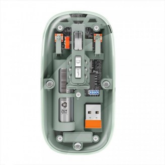 Mouse Nou M233, 1600dpi, 5 Butoane, Indicator Nivel Baterie, Transparent, Verde, Wireless + Bluetooth Mouse Nou M233, 1600dpi, 5 Butoane, Indicator Nivel Baterie, Transparent, Verde, Wireless + Bluetooth