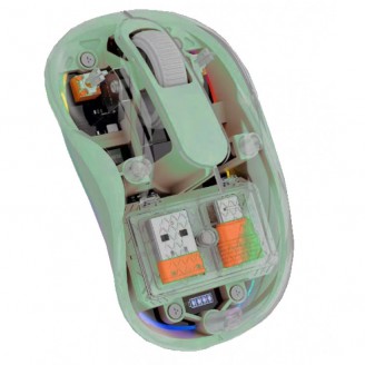 Mouse Nou M333, 2400dpi, 3 Butoane, Indicator Nivel Baterie, Transparent, RGB, Verde, USB-A + USB-C, Wireless + Bluetooth Mouse Nou M333, 2400dpi, 3 Butoane, Indicator Nivel Baterie, Transparent, RGB, Verde, USB-A + USB-C, Wireless + Bluetooth