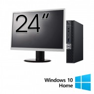 Pachet Calculator Refurbished DELL OptiPlex 7060 Mini PC, Intel Core i5-8500T 2.10 - 3.50GHz, 8GB DDR4, 256GB SSD + Monitor 24 Inch + Windows 10 Home