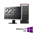 Pachet Calculator Refurbished LENOVO M800 Tower, Intel Core i5-6400 2.70 - 3.30GHz, 8GB DDR4, 256GB SSD, DVD-ROM + Monitor 22 Inch + Windows 10 Pro