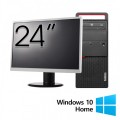 Pachet Calculator Refurbished LENOVO M800 Tower, Intel Core i5-6400 2.70 - 3.30GHz, 8GB DDR4, 256GB SSD, DVD-ROM + Monitor 24 Inch + Windows 10 Home