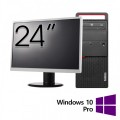 Pachet Calculator Refurbished LENOVO M800 Tower, Intel Core i5-6400 2.70 - 3.30GHz, 8GB DDR4, 256GB SSD, DVD-ROM + Monitor 24 Inch + Windows 10 Pro