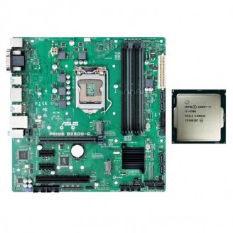 Placa de Baza Second Hand Asus PRIME B250M-C, Socket 1151, mATX, Shield, Cooler + Procesor Intel Core i7-6700 3.40GHz