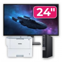 Pachet Calculator Second Hand DELL OptiPlex 5060 Mini PC, Intel Core i5-8500T 2.10-3.50GHz, 8GB DDR4, 256GB SSD + Monitor 24" + Imprimanta Brother HL-L6300DW