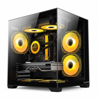 Carcasa Noua Pro Gaming Ambra Black Cube, Middle Tower, Micro-ATX, Fara Sursa, 5x Fan ARGB, Controller ARGB, Telecomanda Carcasa Noua Pro Gaming Ambra Black Cube, Middle Tower, Micro-ATX, Fara Sursa, 5x Fan ARGB, Controller ARGB, Telecomanda