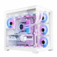 Carcasa Noua Pro Gaming Elite White, Cube Tower, ATX, Fara Sursa, 7x Fan ARGB, Controller ARGB, Telecomanda Carcasa Noua Pro Gaming Elite White, Cube Tower, ATX, Fara Sursa, 7x Fan ARGB, Controller ARGB, Telecomanda