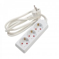 Prelungitor Spacer, Schuko x 3, conectare prin Schuko (T), cablu 1.5 m, 16 A, protectie copii, alb Prelungitor Spacer, Schuko x 3, conectare prin Schuko (T), cablu 1.5 m, 16 A, protectie copii, alb