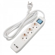Prelungitor cu USB Spacer PP-3-45-TC-USB, Schuko x 3, Type-C x1, USB 3.1A x 1, cablu 4.5m, 16A, max. 3500W, protectie copii, intrerupator, gri Prelungitor cu USB Spacer PP-3-45-TC-USB, Schuko x 3, Type-C x1, USB 3.1A x 1, cablu 4.5m, 16A, max. 3500W, protectie copii, intrerupator, gri