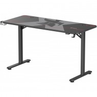 Birou Gaming Serioux Aeter iluminare LED RGB, 120x60x75cm, blat 136x60x1.8cm, MDF și oțel, negru, mouse pad, suport cana, suport casti Birou Gaming Serioux Aeter iluminare LED RGB, 120x60x75cm, blat 136x60x1.8cm, MDF și oțel, negru, mouse pad, suport cana, suport casti