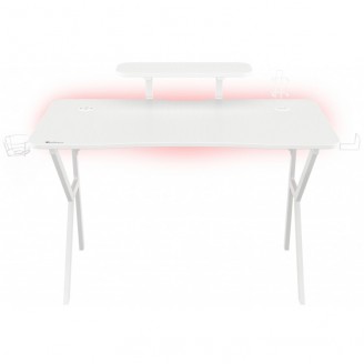 Birou Gaming Genesis Holm 320 RGB, 120x60x75cm, otel, 3 x USB 3.0, încărcare wireless, suport monitor, suport casti, suport cana, telecomanda, alb Birou Gaming Genesis Holm 320 RGB, 120x60x75cm, otel, 3 x USB 3.0, încărcare wireless, suport monitor, suport casti, suport cana, telecomanda, alb