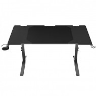 Birou Gaming Genesis Holm Modular 140, 140x75cm, înălțime reglabilă 70-90cm, iluminare LED RGB, MDF si otel, negru Birou Gaming Genesis Holm Modular 140, 140x75cm, înălțime reglabilă 70-90cm, iluminare LED RGB, MDF si otel, negru