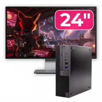 Pachet Calculator Second Hand DELL OptiPlex 3070 SFF, Intel Core i5-9400 2.90-4.10GHz, 8GB DDR4, 256GB SSD + Monitor 24"