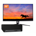 Pachet PC Second Hand HP EliteDesk 800 G6 SFF, Intel Core i5-10500 3.10-4.50GHz, 8GB DDR4, 256GB NVMe SSD + Monitor 22"